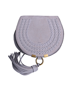 Mini Marcie Crossbody Saddle Bag, Suede, Grey, 02-18-60-65